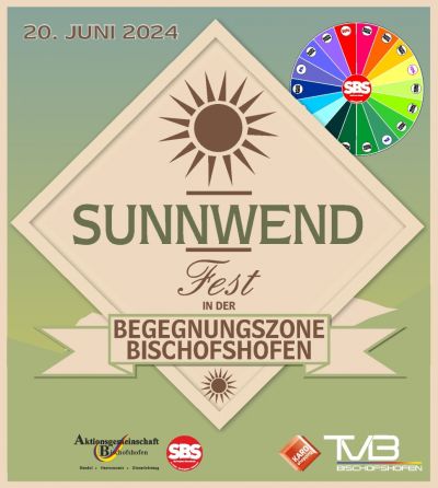 Großes Sunnwendfest in Bischofshofen am 20. Juni.
kunterbuntes KINDERPROGRAMM ab 14:00 Uhr von Ku.Ki Bischofshofen im Innenhof vor dem Bike & S\'cheers!
SBS-Glücksrad...